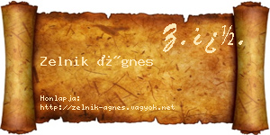 Zelnik Ágnes névjegykártya